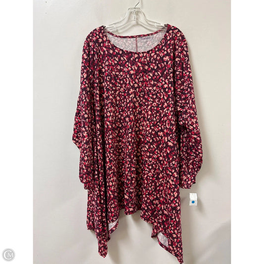Tunic Long Sleeve By Roamans In Pink & Purple, Size: 3x