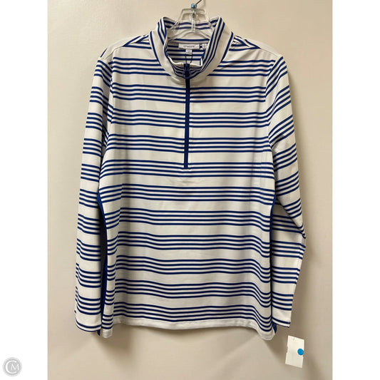 Athletic Top Long Sleeve Collar By Chicos In Blue & White, Size: Xl