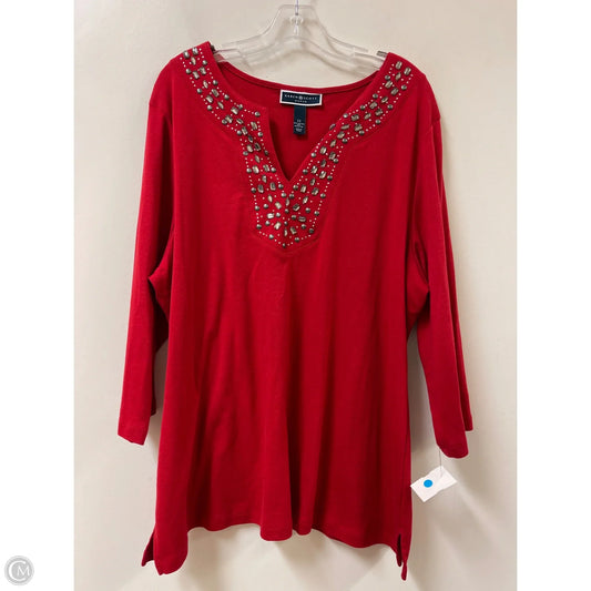 Top Long Sleeve By Karen Scott In Red, Size: 2x