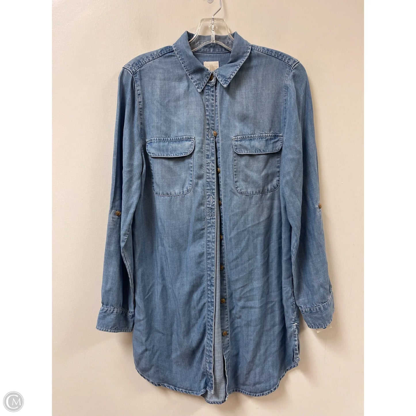 Blouse Long Sleeve By Chicos In Blue, Size: S