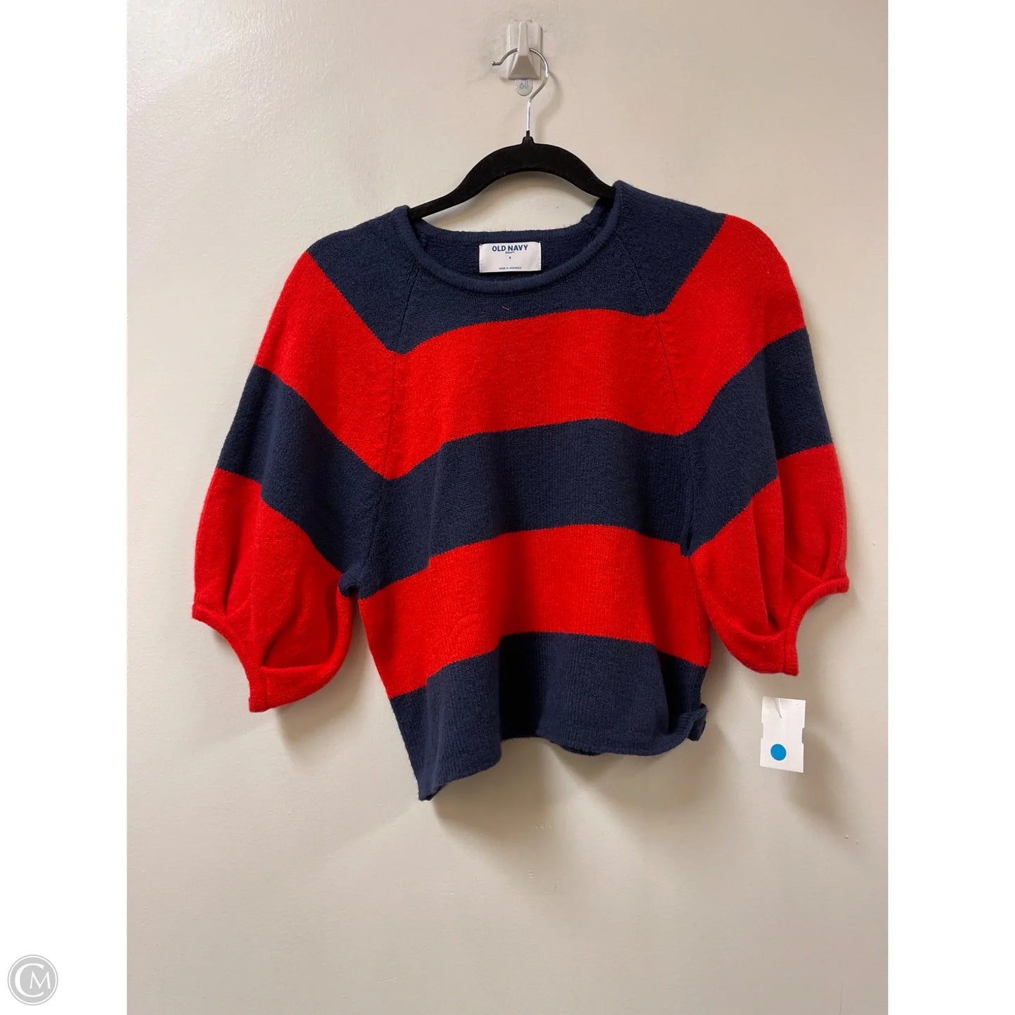Sweater Short Sleeve By Old Navy In Blue & Red, Size: S