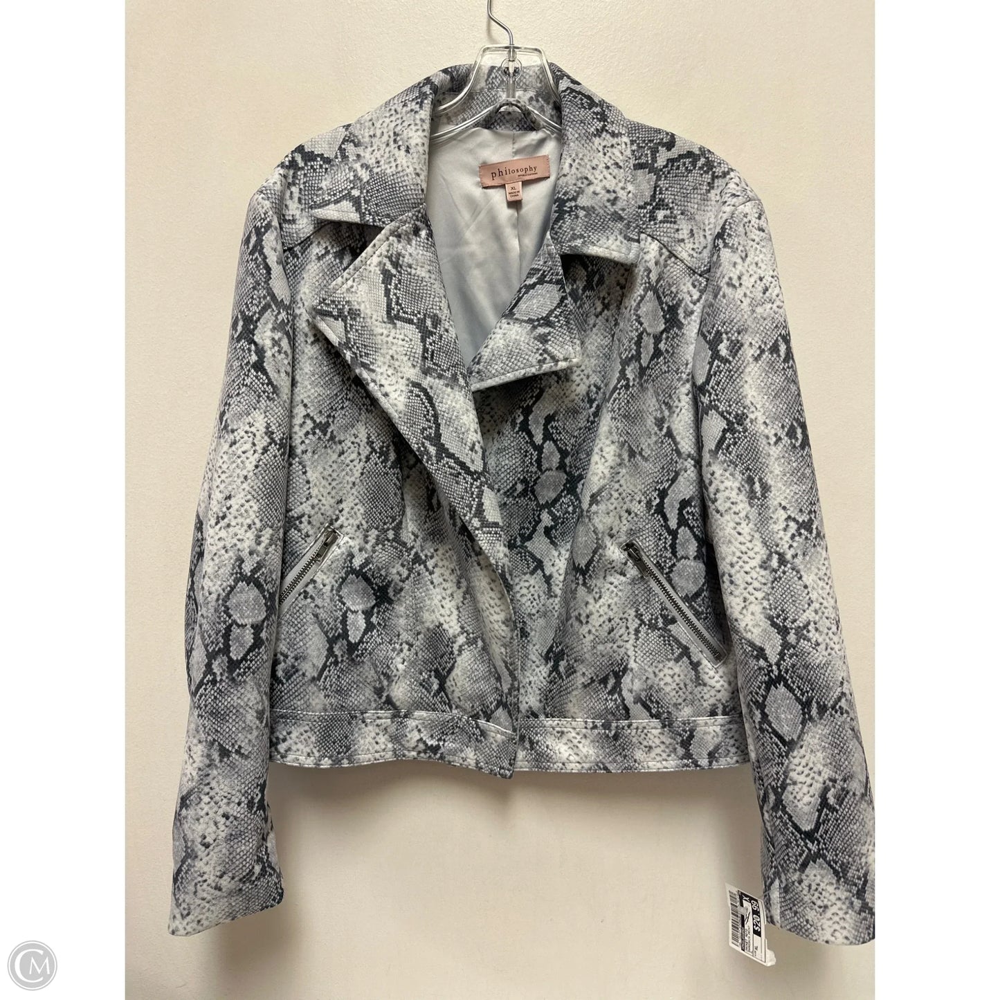 Jacket Moto By Philosophy In Snakeskin Print, Size: Xl