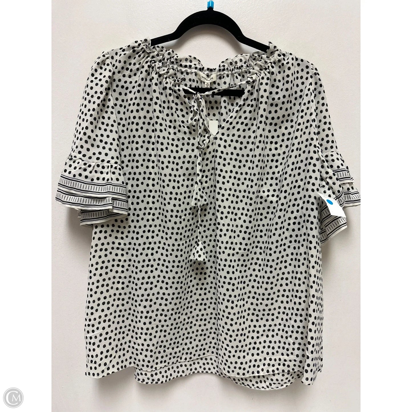 Top Short Sleeve By Max Studio In Black & White, Size: 1x