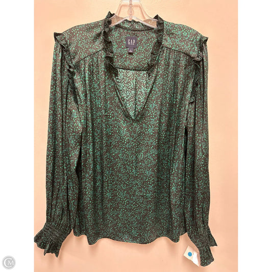Top Long Sleeve By Gap In Black & Green, Size: L