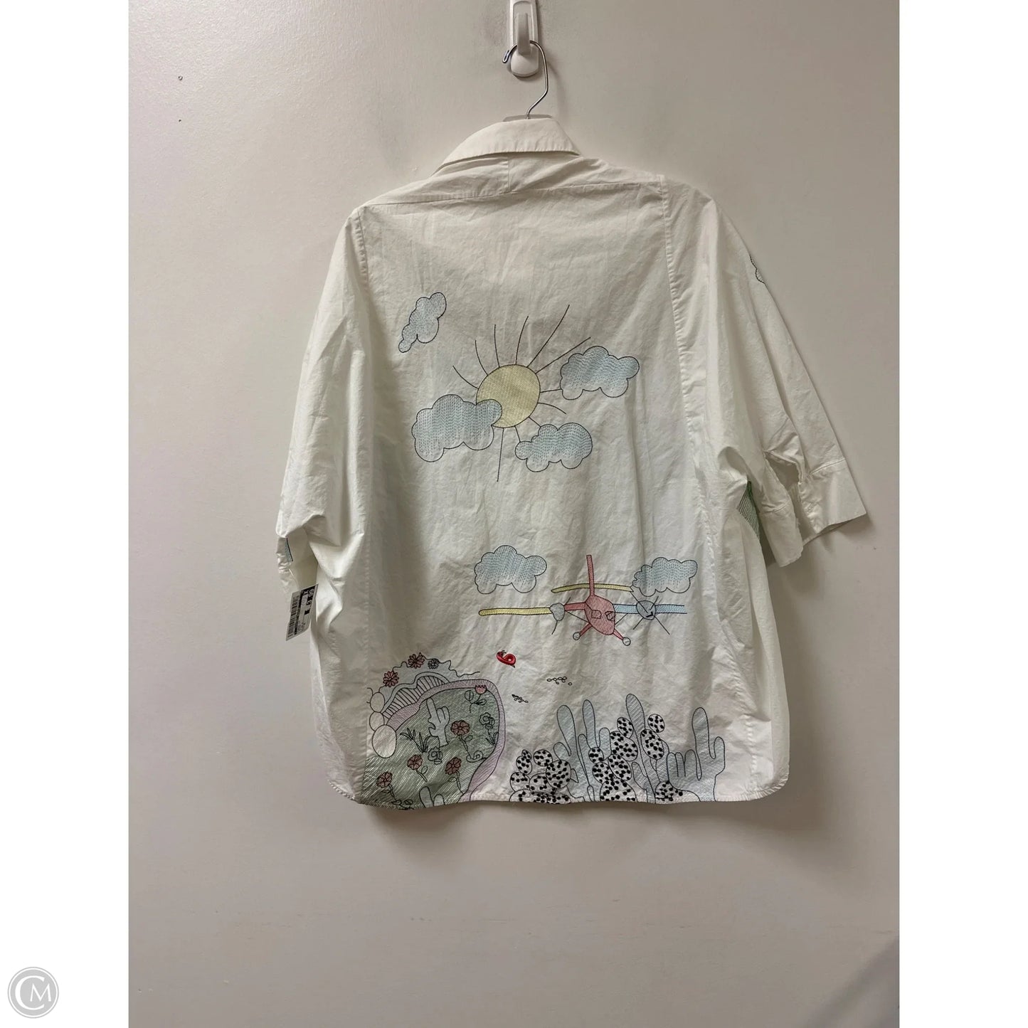 Tunic Long Sleeve By Clothes Mentor In White, Size: M