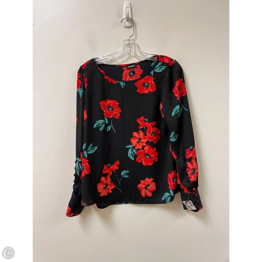 Top Long Sleeve By Express In Black & Red, Size: S