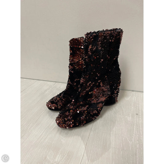 Boots Ankle Heels By Top Shop In Black & Gold, Size: 9.5