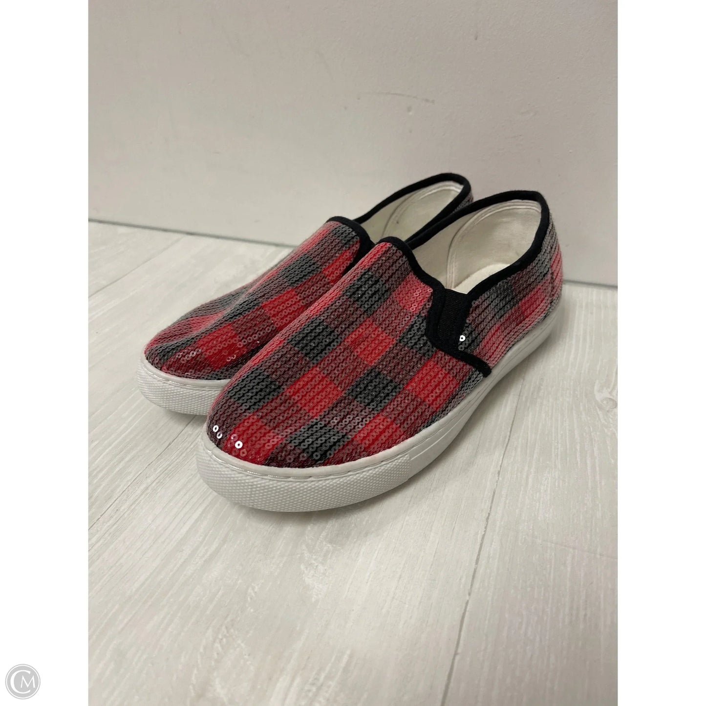 Shoes Flats By Cato In Black & Red, Size: 9