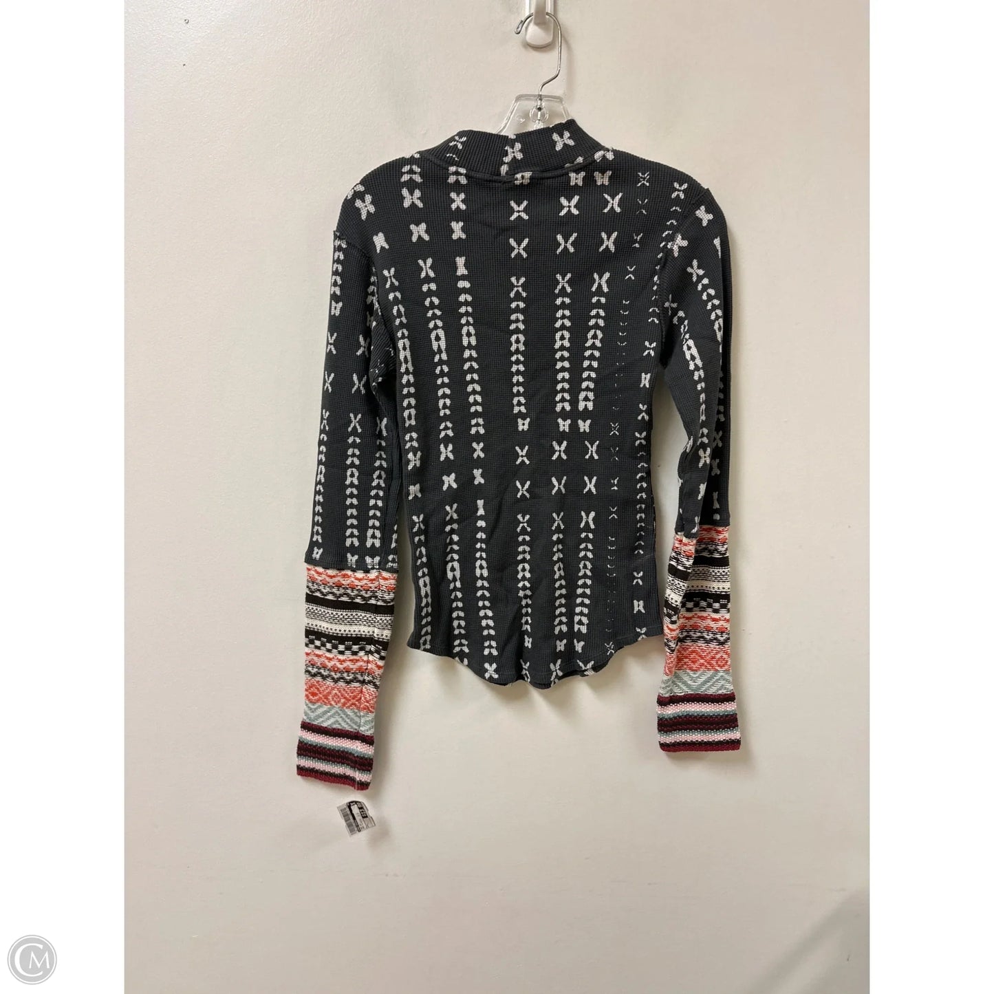 Top Long Sleeve By Free People In Grey & White, Size: L