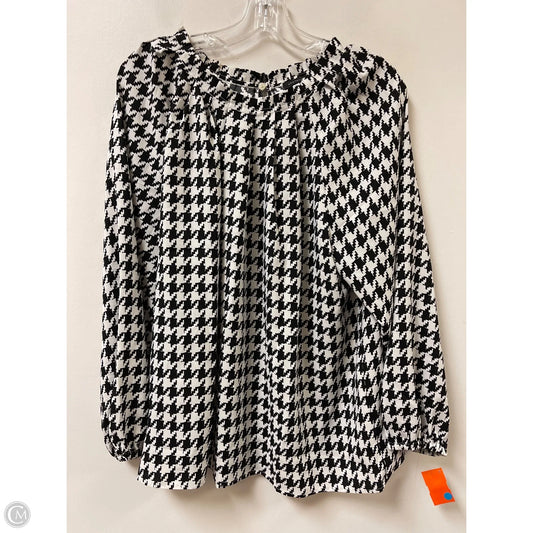 Top Long Sleeve By Ann Taylor In Black & White, Size: L