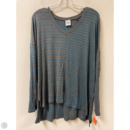 Top Long Sleeve By Cabi In Blue & Grey, Size: M