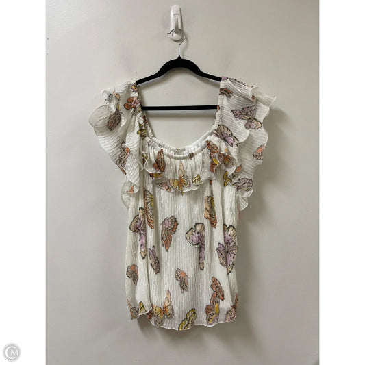 Top Short Sleeve By Cato In Pink & White, Size: 1x