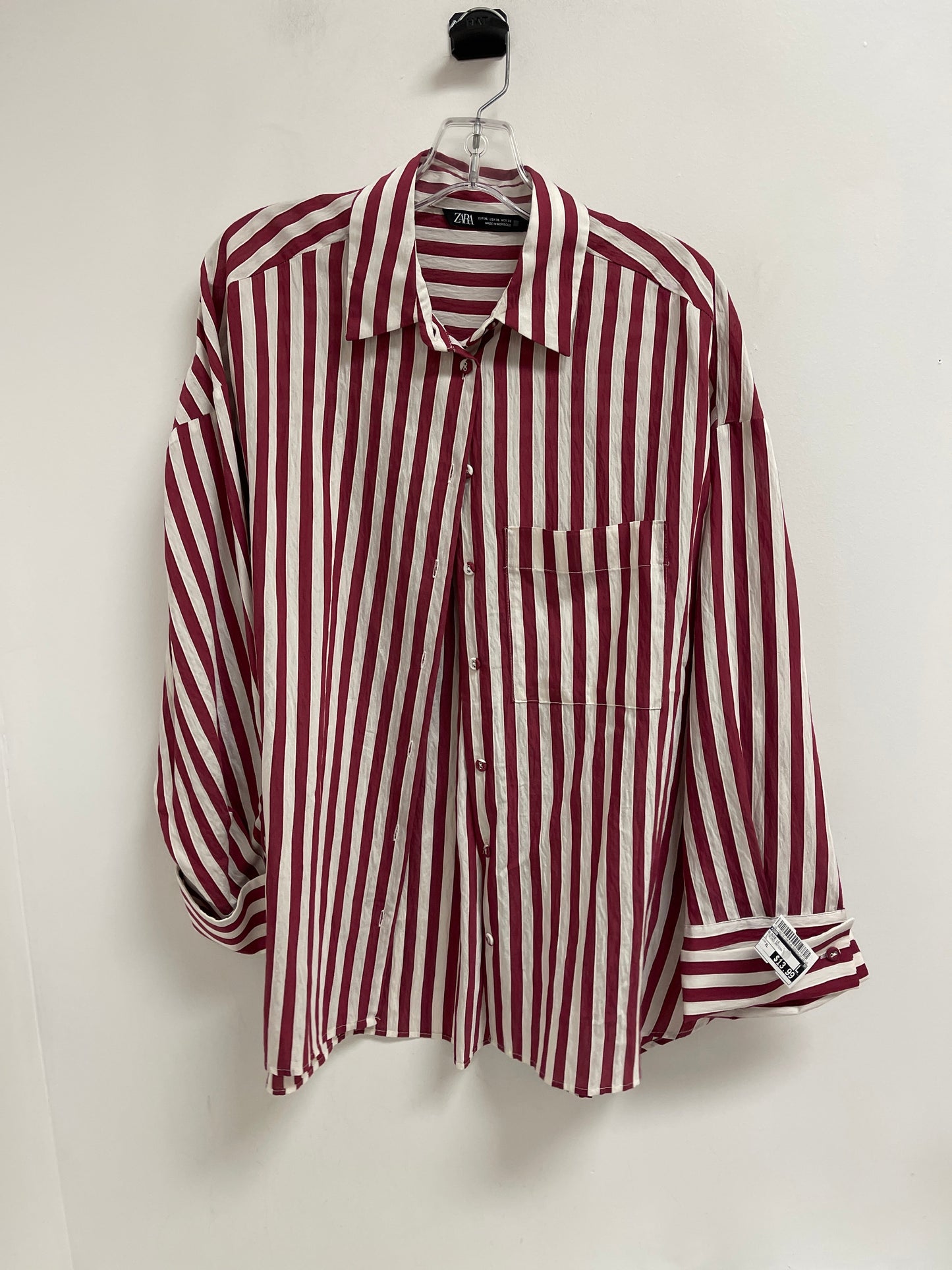 Blouse Long Sleeve By Zara In Striped Pattern, Size: Xl