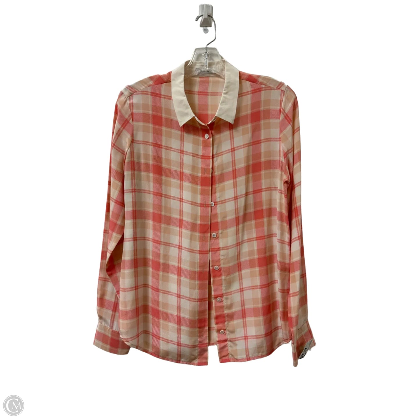 Blouse Long Sleeve By Equipment In Orange & Pink, Size: S