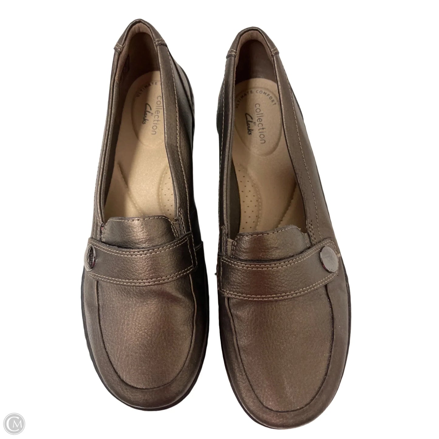 Shoes Flats By Clarks In Bronze, Size: 7