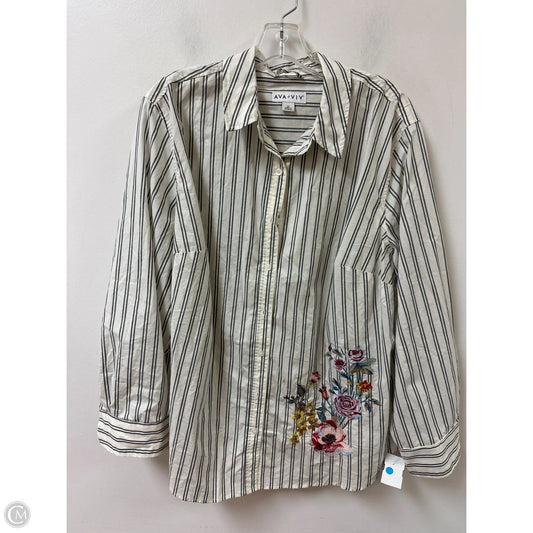 Blouse Long Sleeve By Ava & Viv In Striped Pattern, Size: 2x