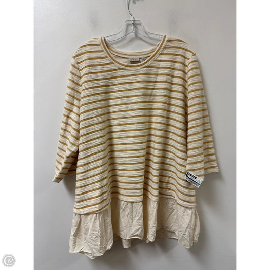 Top Long Sleeve By Logo In Cream & Yellow, Size: 2x