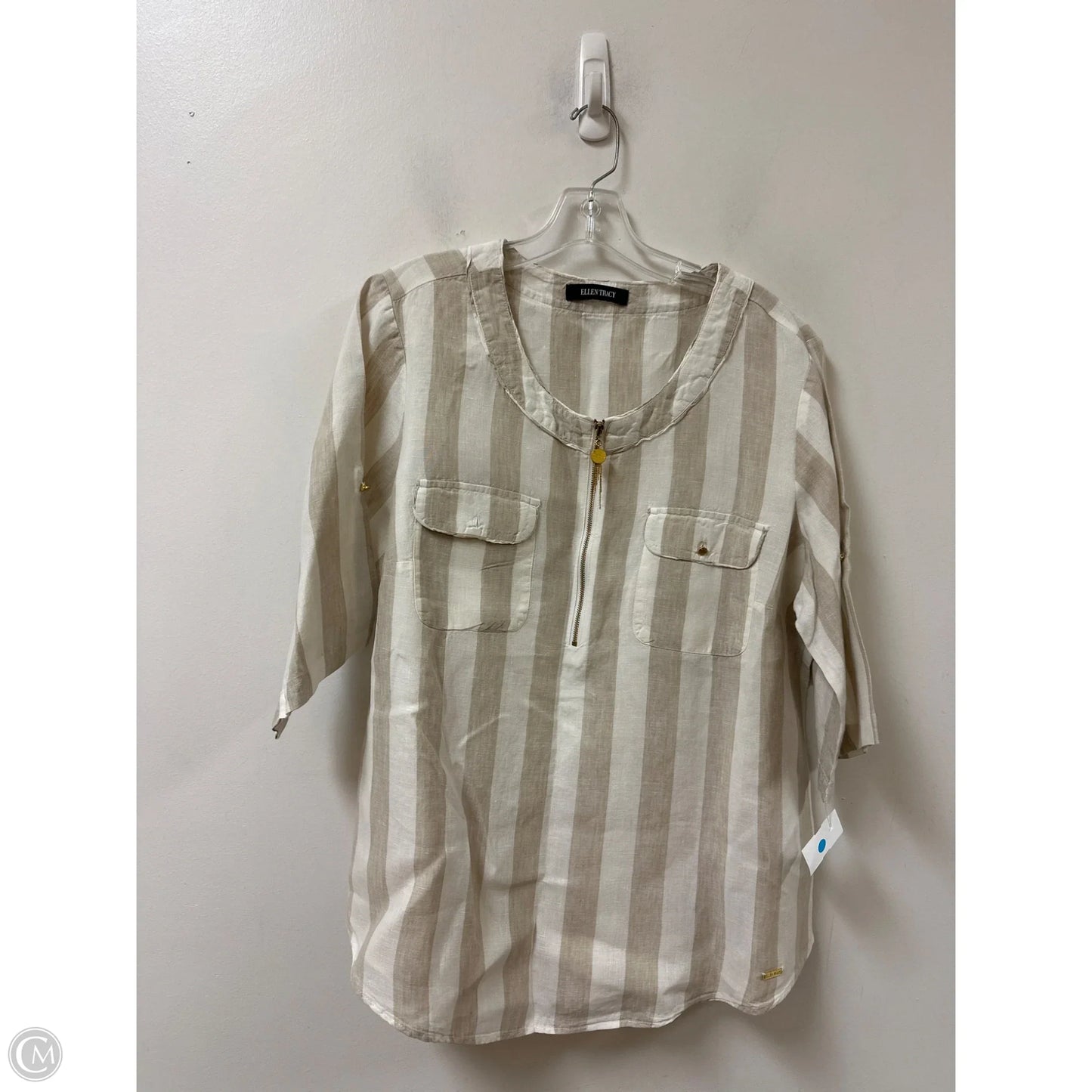 Top Long Sleeve By Ellen Tracy In Cream, Size: 1x