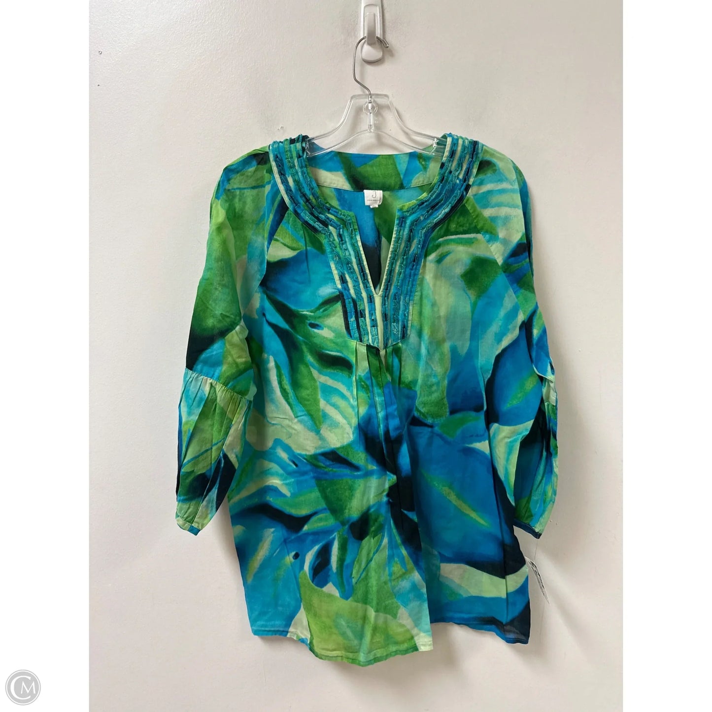 Top Long Sleeve By Jones New York In Blue & Green, Size: L