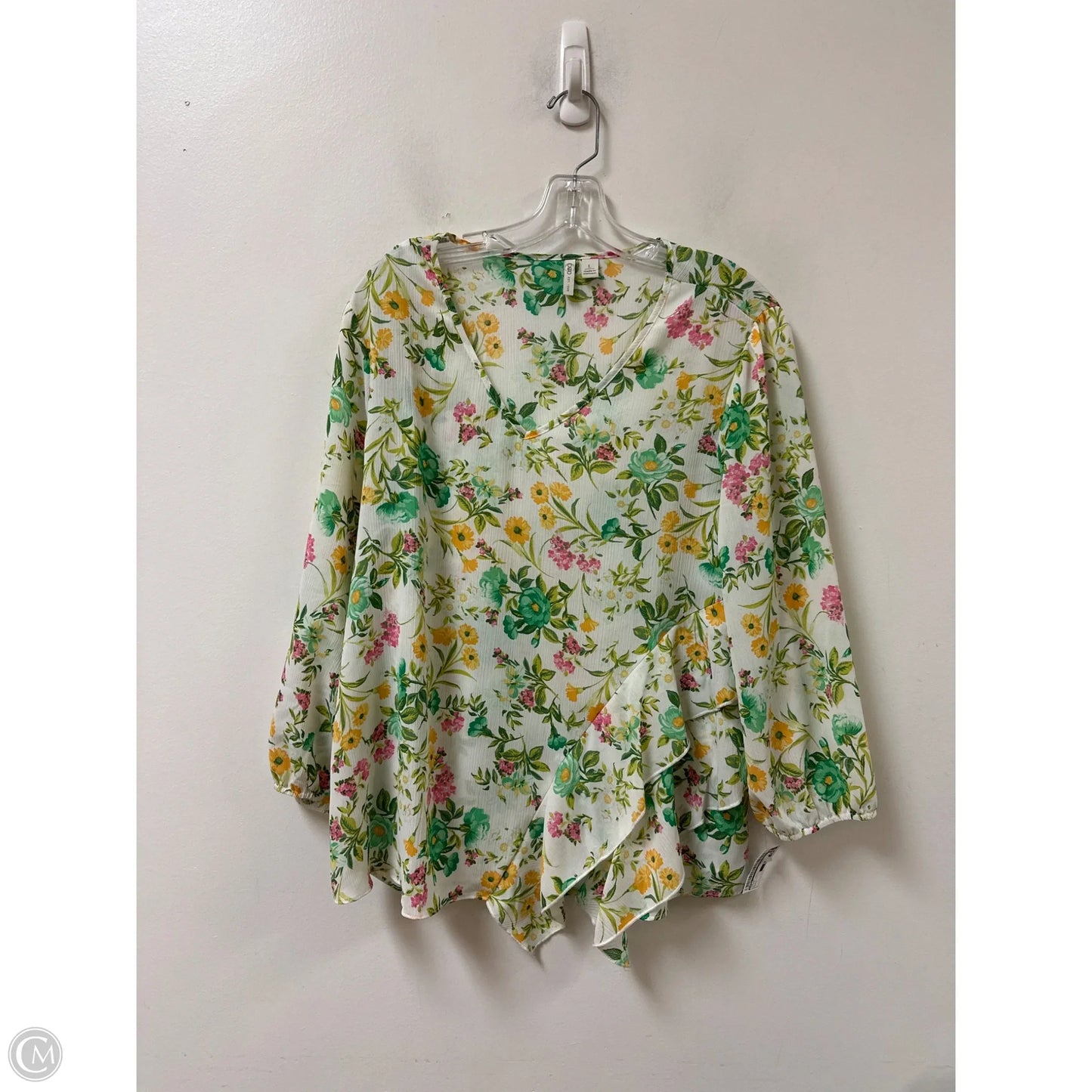 Top Long Sleeve By Cato In Floral Print, Size: L