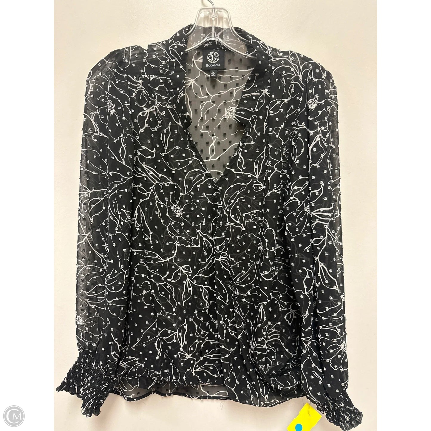 Top Long Sleeve By Bobeau In Black, Size: M