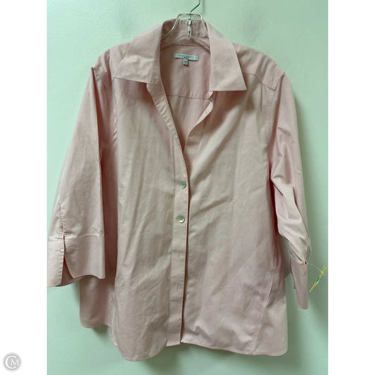 Blouse Long Sleeve By Foxcroft In Pink, Size: 2x