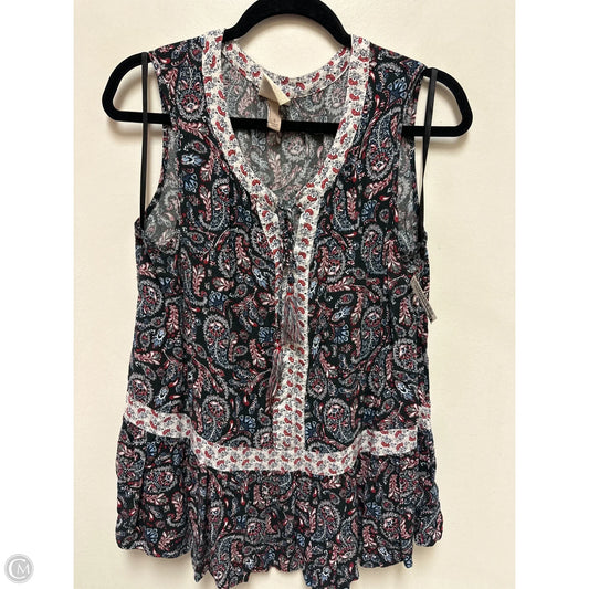 Top Sleeveless By Knox Rose In Blue Red & White, Size: L