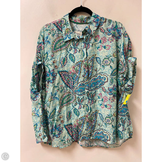 Blouse Short Sleeve By Umgee In Blue & Green, Size: S