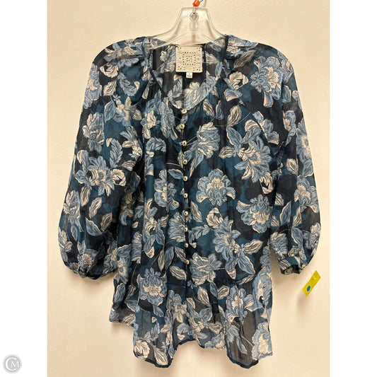Blouse Long Sleeve By Johnny Was In Blue, Size: S