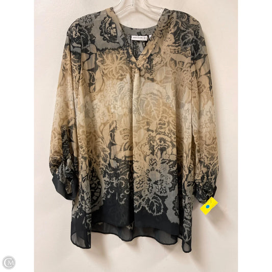 Top Long Sleeve By Susan Graver In Brown & Grey, Size: M
