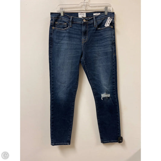 Jeans Skinny By Frame In Blue Denim, Size: 8