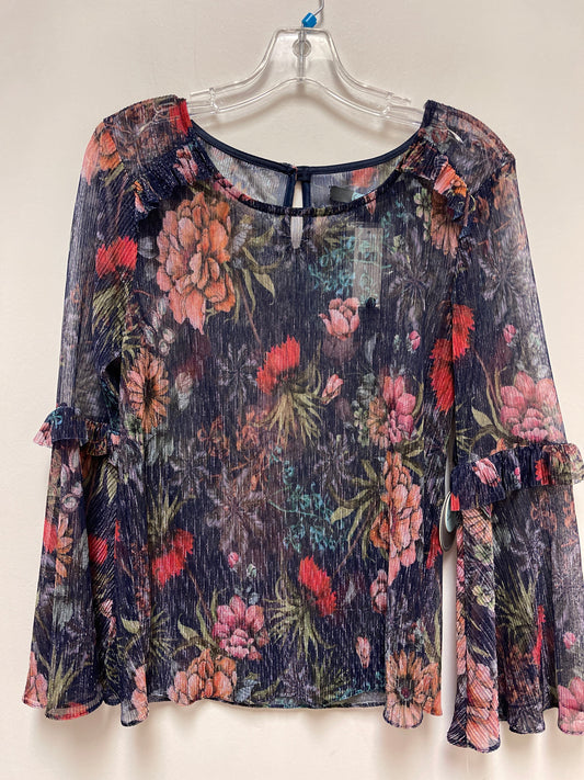 Top Long Sleeve By Eva Franco In Navy, Size: S