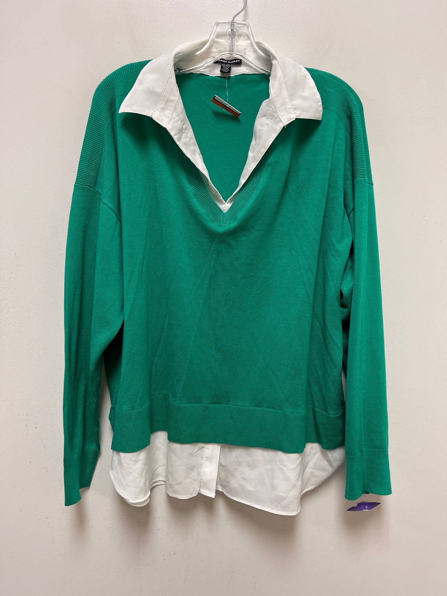 Green Top Long Sleeve Hilary Radley, Size 2x