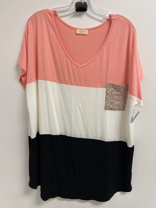 Pink & White Top Short Sleeve Clothes Mentor, Size 3x