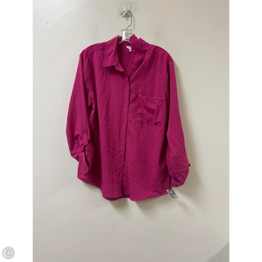 Blouse Long Sleeve By Time And Tru In Pink, Size: L