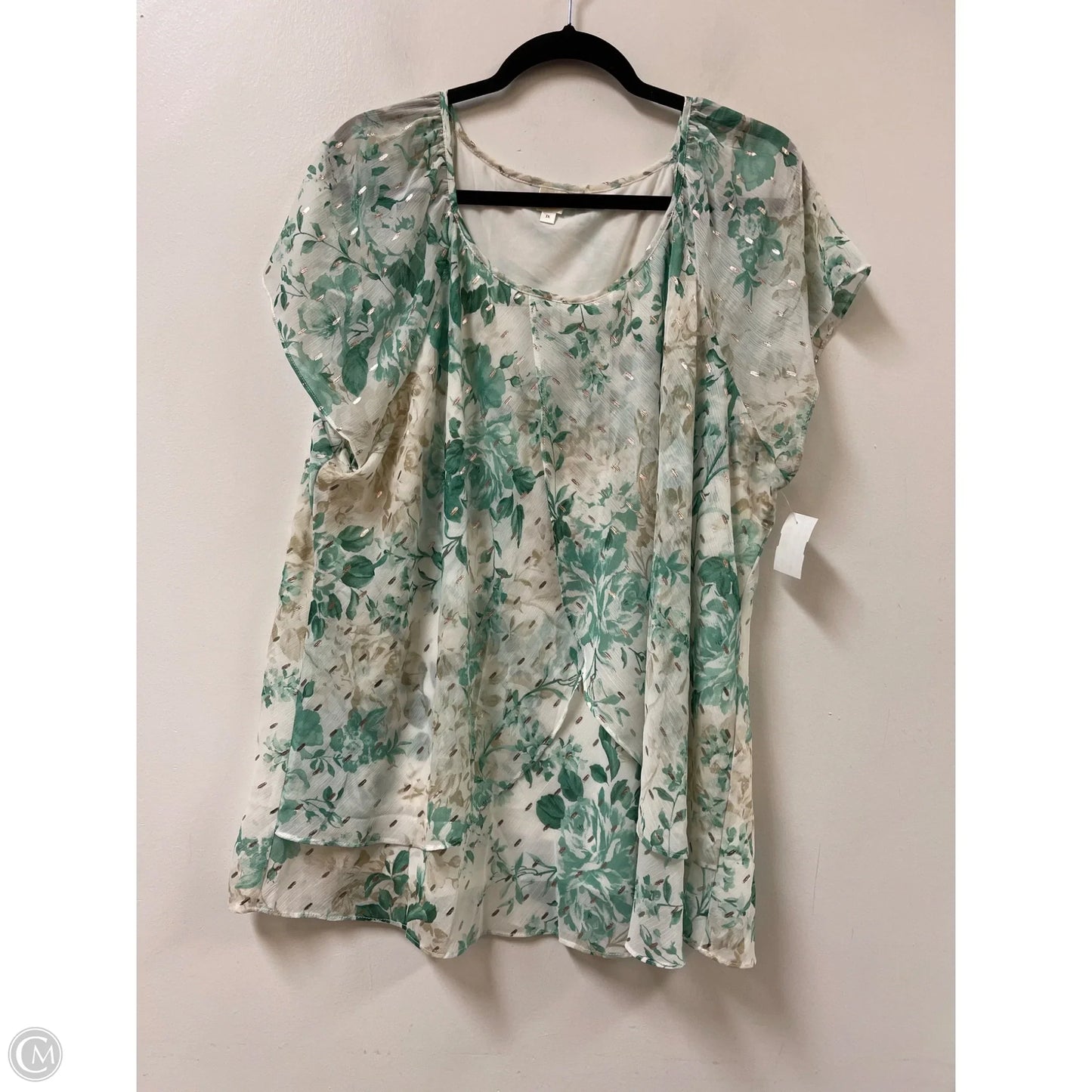 Top Short Sleeve By Clothes Mentor In Green, Size: 3x