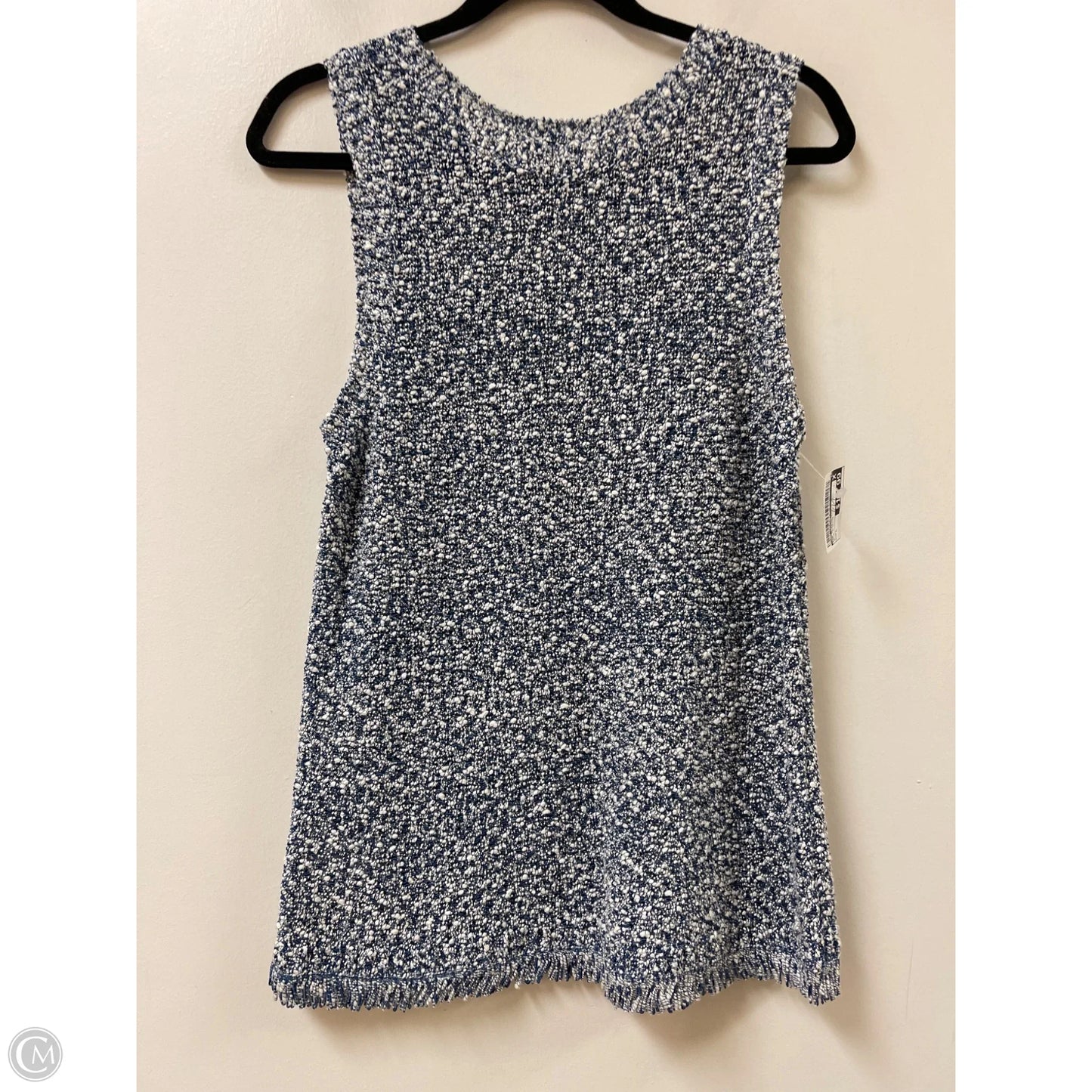 Top Sleeveless By Ann Taylor In Blue & White, Size: L