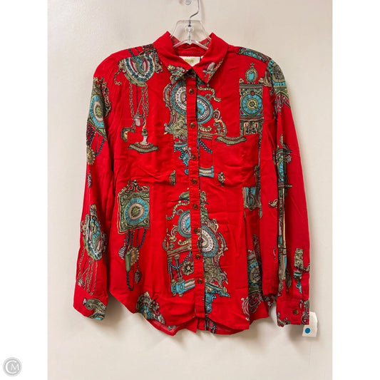 Blouse Long Sleeve By Maeve In Red, Size: S