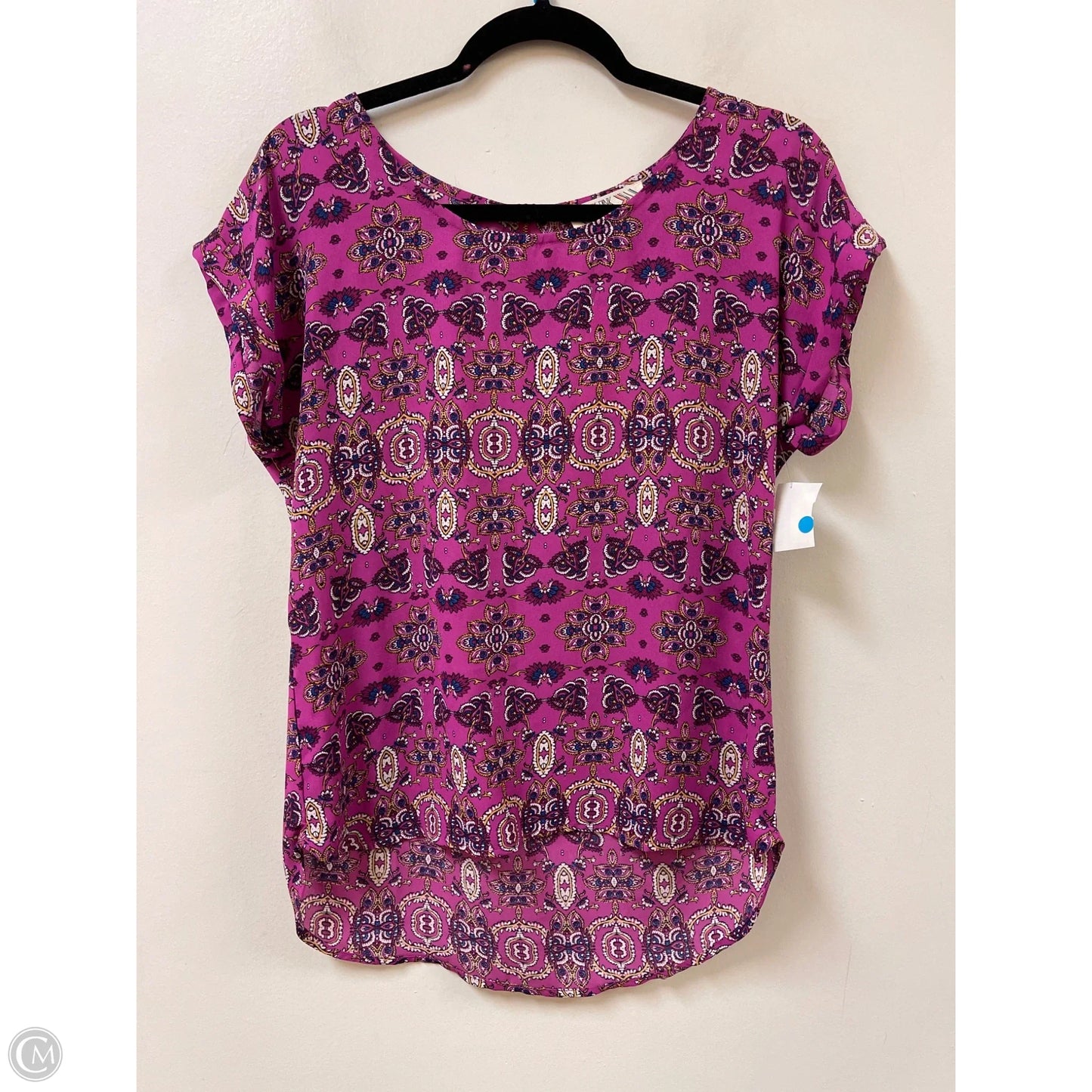 Top Short Sleeve By Pink Rose In Purple, Size: M