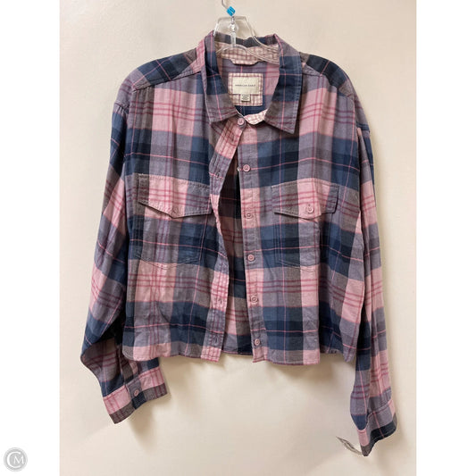 Blouse Long Sleeve By American Eagle In Blue & Purple, Size: Xl