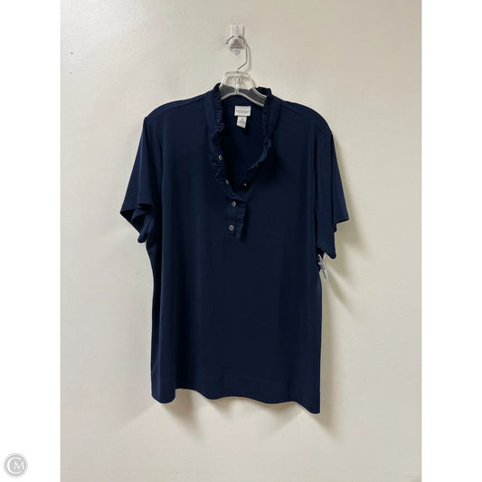 Blouse Short Sleeve By Chicos In Blue, Size: Xl