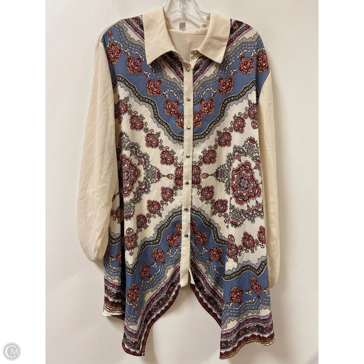 Blouse Long Sleeve By Cato In Cream, Size: 4x