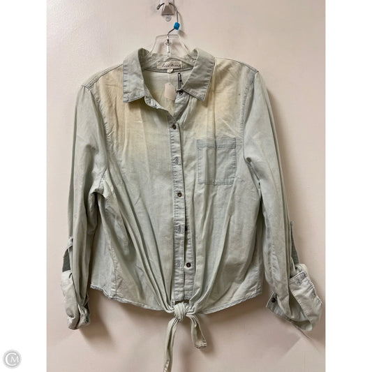 Blouse Long Sleeve By Love Tree In Blue Denim, Size: L