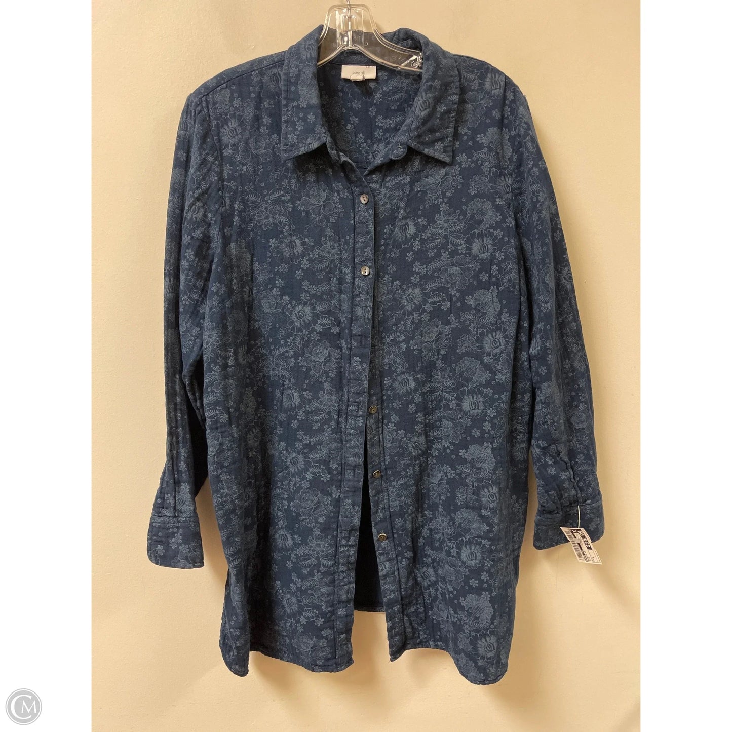Blouse Long Sleeve By Pure Jill In Blue, Size: L