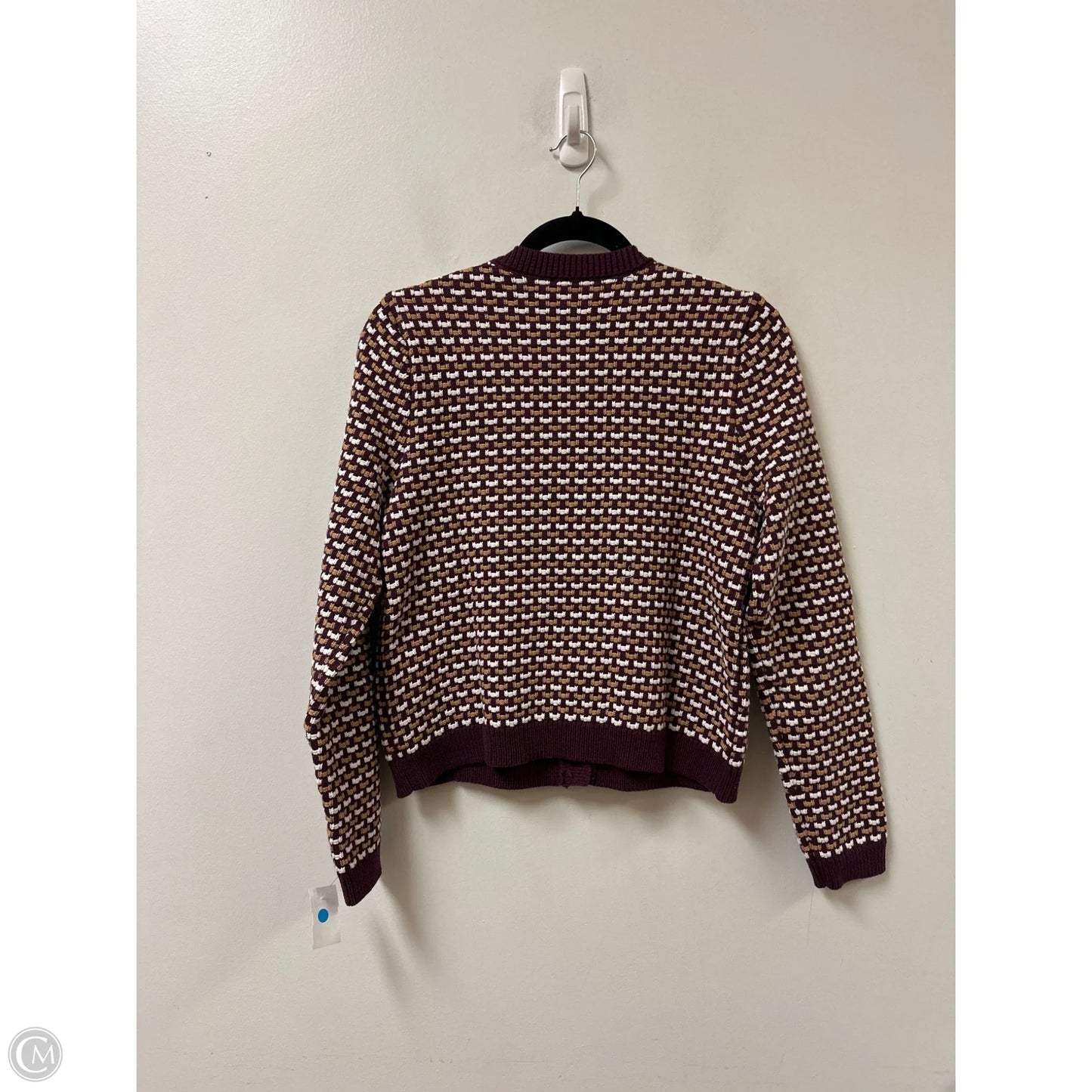 Cardigan By Ann Taylor In Purple & Tan, Size: M