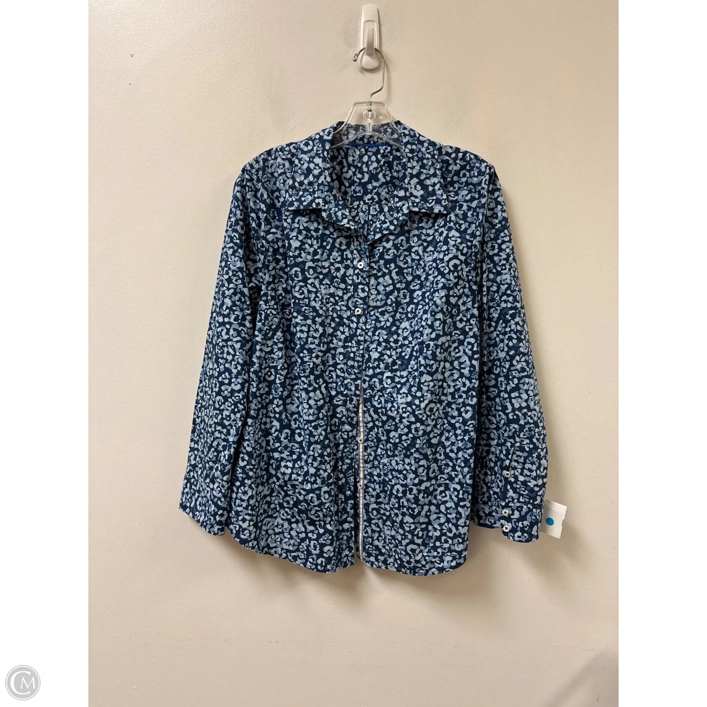 Blouse Long Sleeve By Clothes Mentor In Blue, Size: L