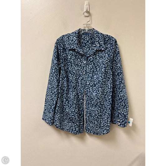 Blouse Long Sleeve By Clothes Mentor In Blue, Size: L