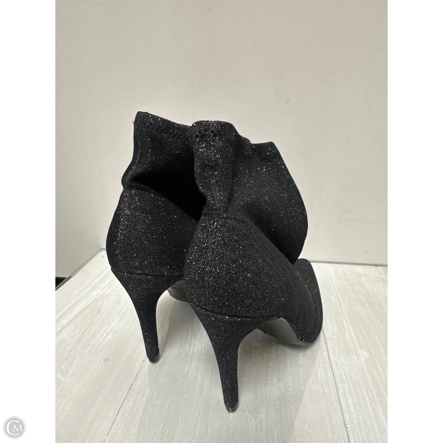 Boots Ankle Heels By Brash In Black & Silver, Size: 9