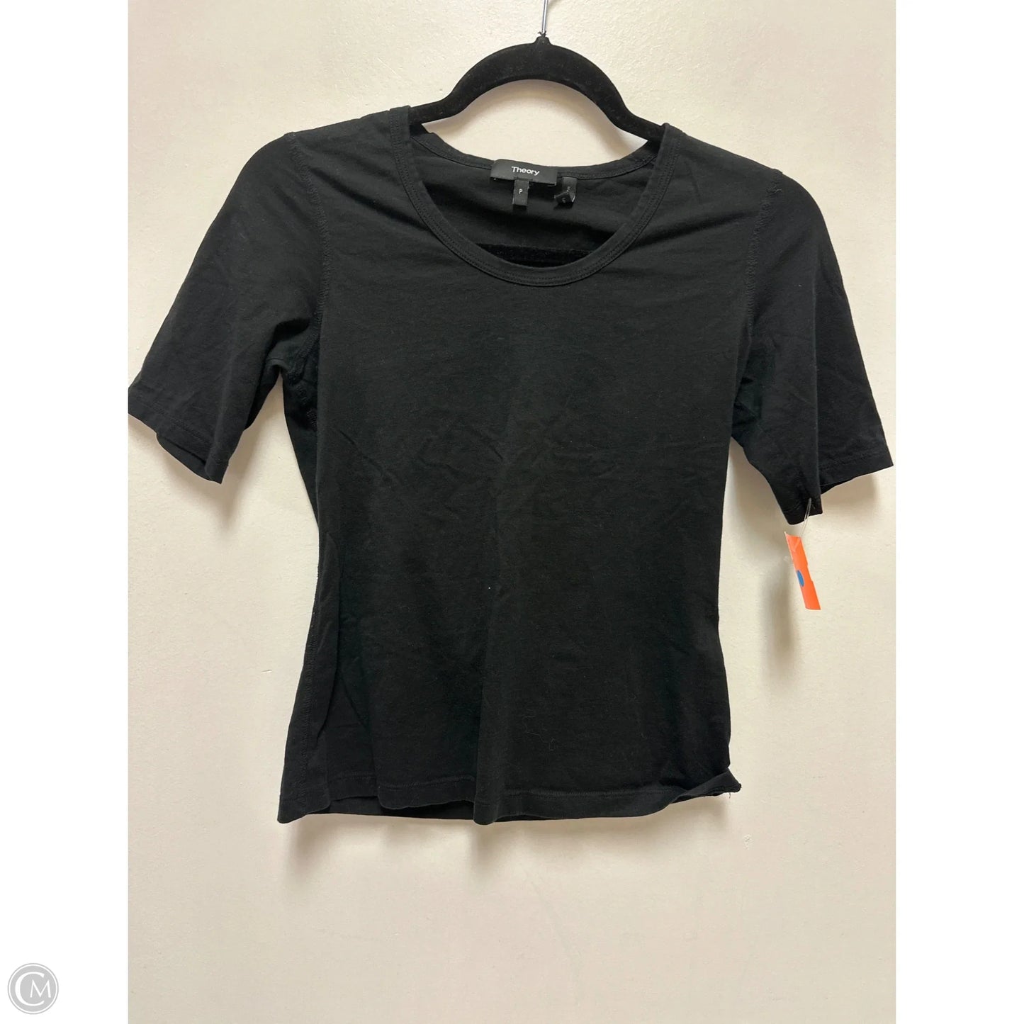 Top Short Sleeve By Theory In Black, Size: S