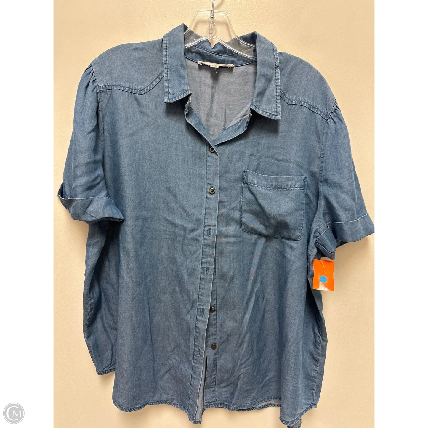 Blouse Short Sleeve By Jane And Delancey In Blue Denim, Size: Xl